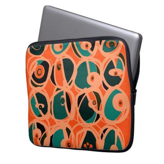 MAZIPOODLES I Spy Eye Orange Teal Black Laptopschutzhülle (Vorderseite Links)