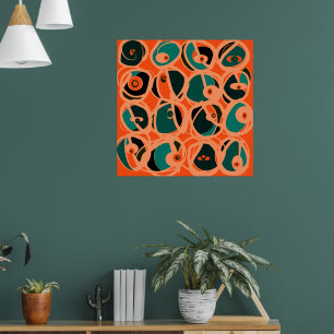 MAZIPOODLES Ich-spy-Auge Orange Türkis Schwarz Poster