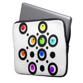 Mazipoodles Kreise und Punkte Muster Rainbow Black Laptopschutzhülle (Vorderseite Links)