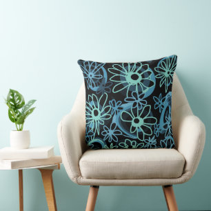 Mazipoodles Liebe Blume - Black Dusty Blue Duck Kissen