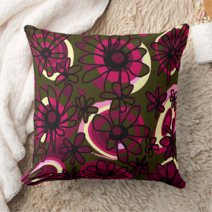 Mazipoodles Liebe Blume - Green Magenta Pink 4 Kissen