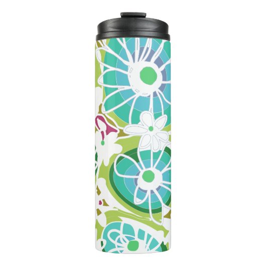Mazipoodles Liebe Blume - Grün, Aquamarin, Lila Thermosbecher (Vorderseite)