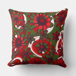 Mazipoodles Liebe Blume - Grünes Rotes Schwarz-wei Kissen