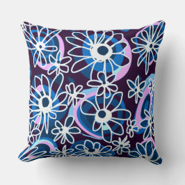 Mazipoodles Liebe Blume - Indigo Blue Lilac White Kissen