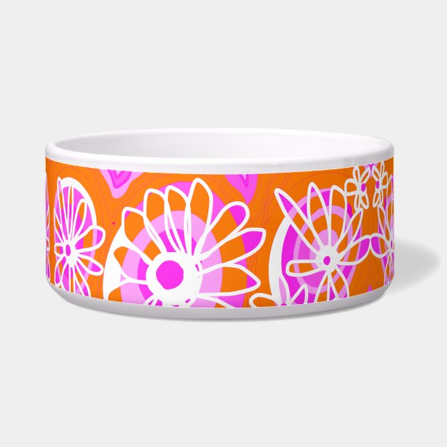 Mazipoodles Liebe Blume - Orange Pink White Napf (Vorderseite)