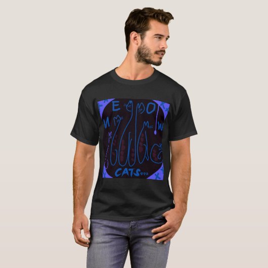Mazipoodles Niedliche Katzen - Schwarz Blau T-Shirt (Vorne ganz)