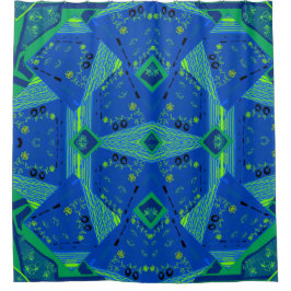 Mazipoodles Origami Chintz Blue Green Duschvorhang