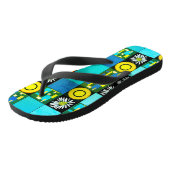 Mazipoodles Patchwork Quilt 5 Türkis Badesandalen (Schrägansicht)