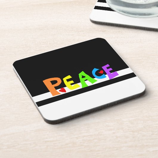 MAZIPOODLES Peace Rainbow Getränkeuntersetzer (Linke Seite)