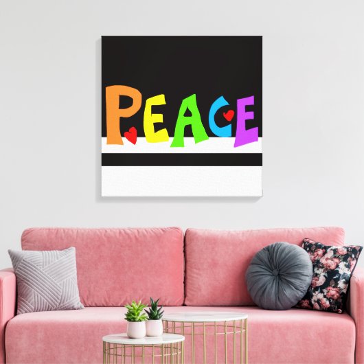 MAZIPOODLES Peace Rainbow Leinwanddruck (Insitu (Wohnzimmer))