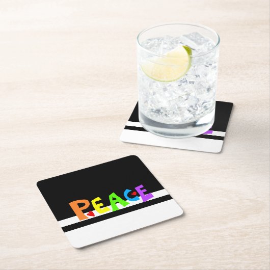 MAZIPOODLES Peace Rainbow Rechteckiger Pappuntersetzer (Vor Ort)