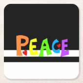 MAZIPOODLES Peace Rainbow Rechteckiger Pappuntersetzer (Vorderseite)