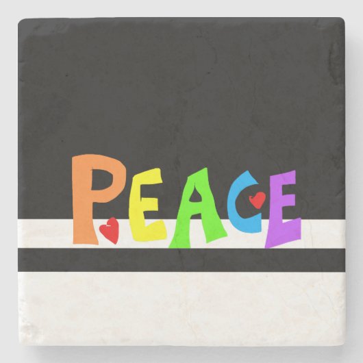 MAZIPOODLES Peace Rainbow Steinuntersetzer (Vorderseite)