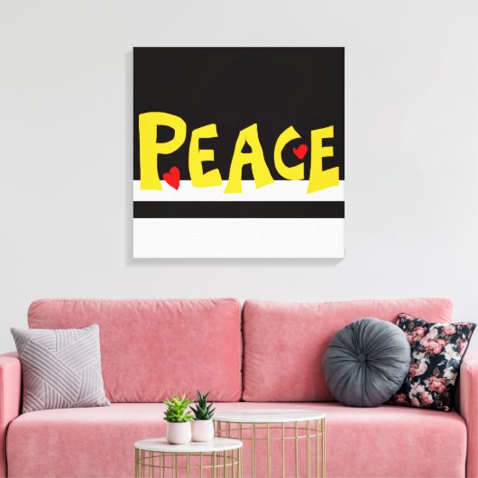 MAZIPOODLES Peace Yellow Leinwanddruck (Insitu (Wohnzimmer))