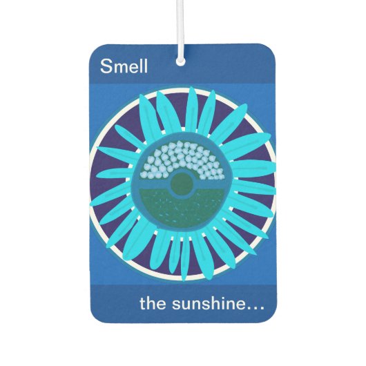 Mazipoodles Sonnenblume Sonnenschein: Blau 1 Autolufterfrischer (Vorderseite)