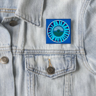 Mazipoodles Sonnenblume Sonnenschein: Blau 1 Button