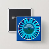 Mazipoodles Sonnenblume Sonnenschein: Blau 1 Button (Vorne & Hinten)