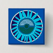 Mazipoodles Sonnenblume Sonnenschein: Blau 1 Button (Vorderseite)