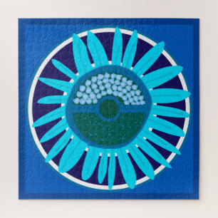 Mazipoodles Sonnenblume Sonnenschein: Blau 1 Puzzle