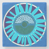 Mazipoodles Sonnenblume Sonnenschein: Blau 1 Steinuntersetzer (Vorderseite)