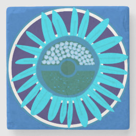 Mazipoodles Sonnenblume Sonnenschein: Blau 1 Steinuntersetzer