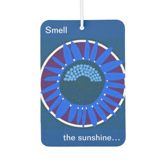 Mazipoodles Sonnenblume Sonnenschein: Blau 3 Autolufterfrischer (Vorderseite)