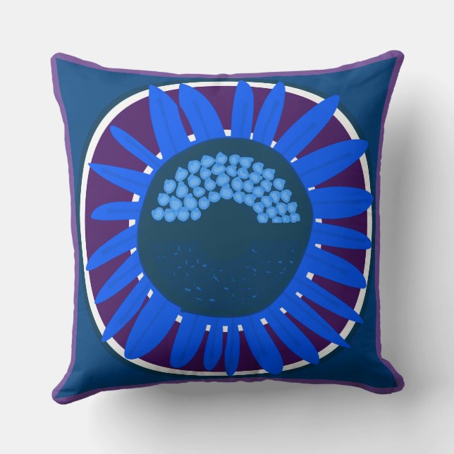 Mazipoodles Sonnenblume Sonnenschein: Blau 3 Kissen (Rückseite)