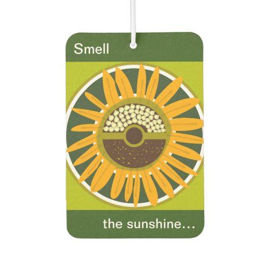 Mazipoodles Sonnenblume Sonnenschein: Olive Green Autolufterfrischer (Vorderseite)