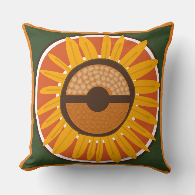 Mazipoodles Sonnenblume Sonnenschein: Orange Green Kissen (Vorderseite)