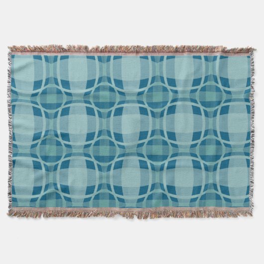 Mazipoodles Square Circle Plaid Baby Blue Decke (Vorderseite)