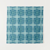 Mazipoodles Square Circle Plaid Baby Blue Wandteppich (Vorderseite (Horizontal))