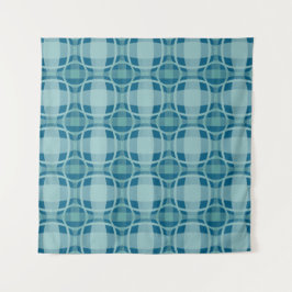 Mazipoodles Square Circle Plaid Baby Blue Wandteppich