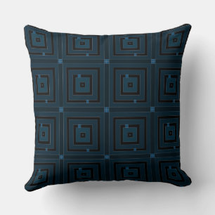 Mazipoodles Square Maze - Black Dark Peacock Blue Kissen