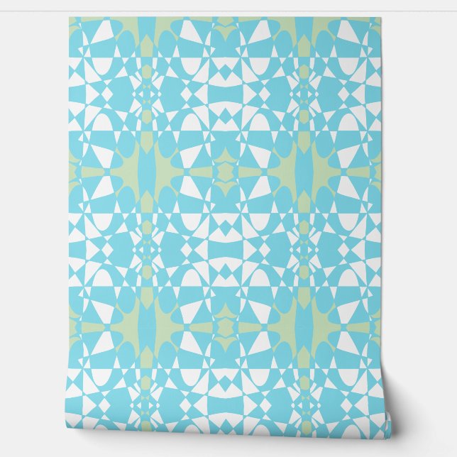 Mazipoodles Star Square Abstrakter Karo - Türkis Tapete (Abrollen)