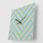 MAZIPOODLES Stripes Spaghetti 54 Herringbone  Quadratische Wanduhr (Winkel)