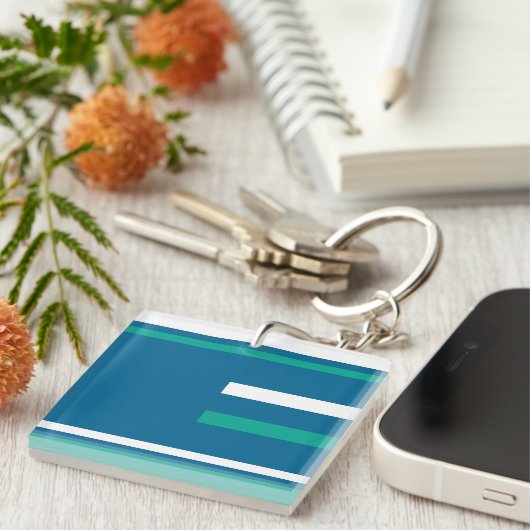 MAZIPOODLES Stripes Spaghetti Teal Schlüsselanhänger (Vorderseite rechts)