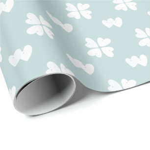 Mazipoodles White Hearts on Dusty Duck Egg Blue Geschenkpapier