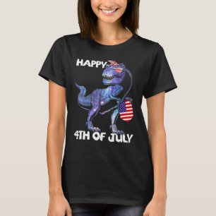Mb35 Happy 4. Juli T-Rex Dinosaur Baby Kleinkind B T-Shirt