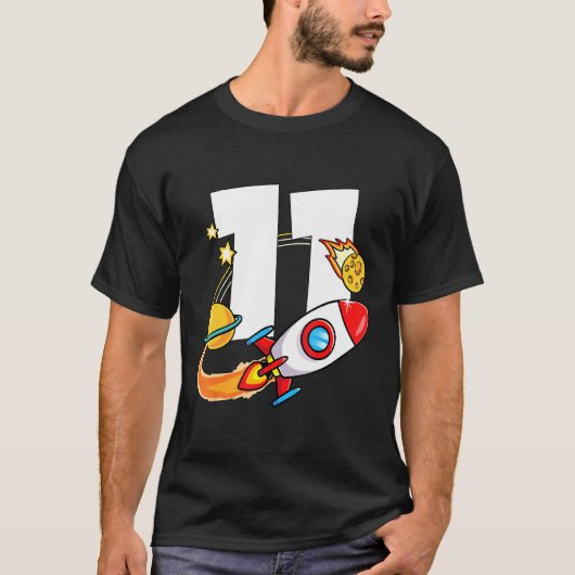 MB 11. Geburtstag eines Raketenschiffs Weltraumuni T-Shirt (Vorderseite)