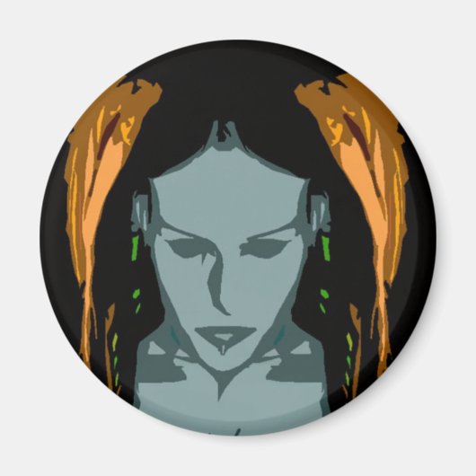 MB Cyber Chick Vector Art Magnet (Vorne)