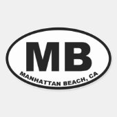 MB Manhattan Beach Ovaler Aufkleber (Vorderseite)