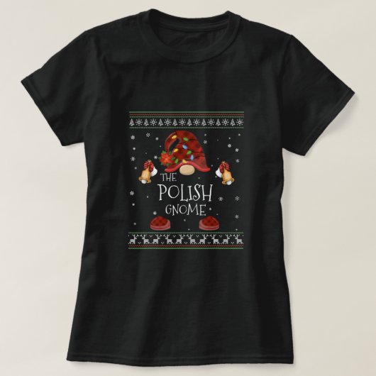 MB Polish Gnome Buffalo Pläd Christmas Light Ugly T-Shirt (Design vorne)