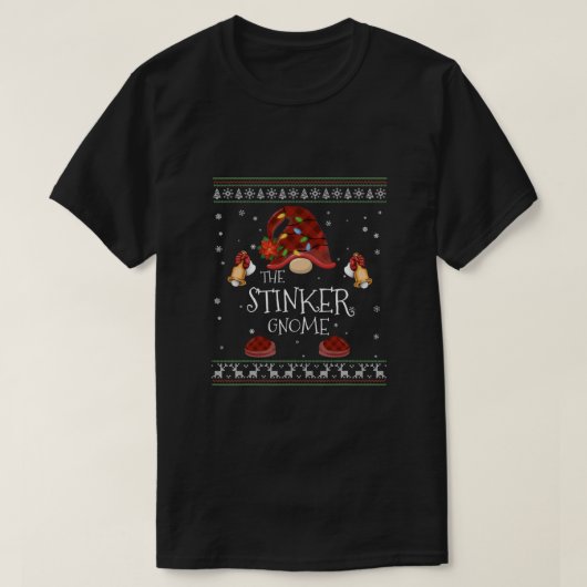 mb Stinker Gnome Buffalo Plaid Christmas Light Ugl T-Shirt (Design vorne)