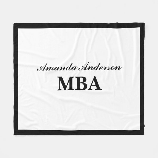 MBA-Abschluss personalisierter Name Fleecedecke (Vorderseite (Horizontal))