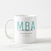 MBA Aquamarin Black Date Name Graduate Grad Kaffeetasse (Links)