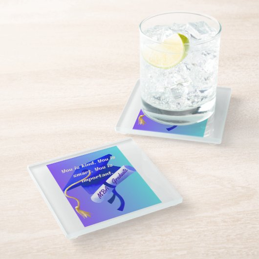 MBA Gift Glasuntersetzer (Schrägansicht)