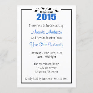 MBA Grad 2015 Abschluss Einladung (Blue Caps)
