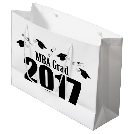 MBA Grad 2017 Abschluss Gift Bag (schwarz) Große Geschenktüte (Vorderseite Schrägansicht)