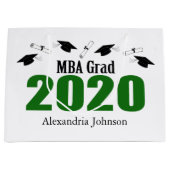 MBA Grad 2020 Abschluss Geschenktasche (grün) Große Geschenktüte (Vorderseite)