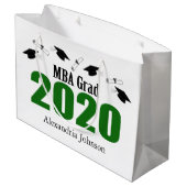 MBA Grad 2020 Abschluss Geschenktasche (grün) Große Geschenktüte (Rückseite Schrägansicht)
